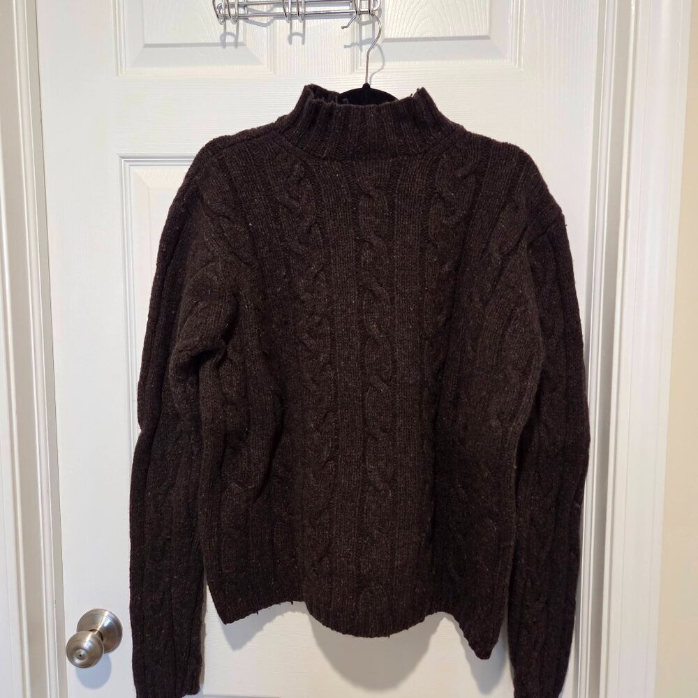Vintage American Eagle Mens size L Donegal lambswool cable knit sweater